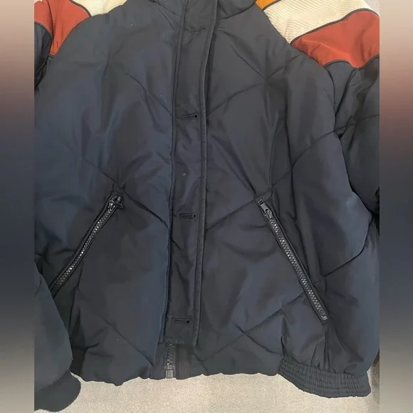 [S]Free People Navy Puffer Jacket Color Block Accent - Picture 3 of 11